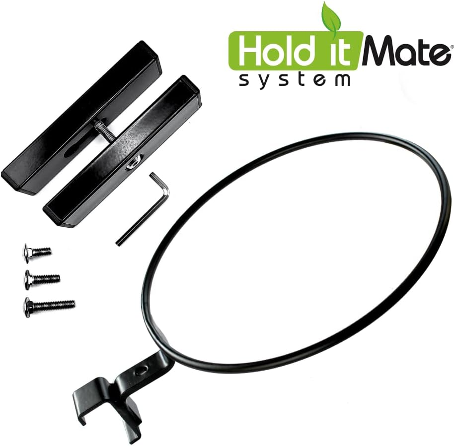 Deck Railing Plant Container Holder/Bracket Kit for Round Pot Planters (10") Connects Harmlessly to Vertical Spindled