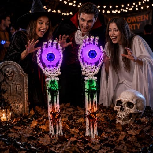 Halloween Decorations Outdoor, 2 Packs Skeleton Hands for Halloween Decor