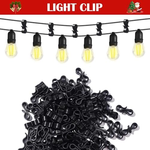 100 Pieces Christmas Light Clips Gutter Clips for Hanging Outdoor Lights Plastic S Clip Hooks Halloween Valentine's Gutter Hang Hooks for Outdoor String Lights Party Decoration