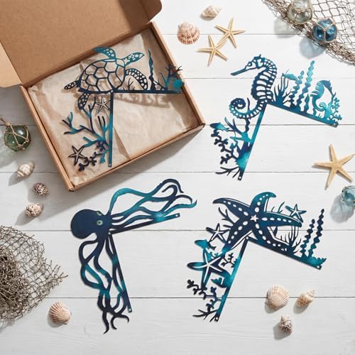 MorningRo 4 Pcs Ocean Themed Door Frame Topper Metal Wall Art