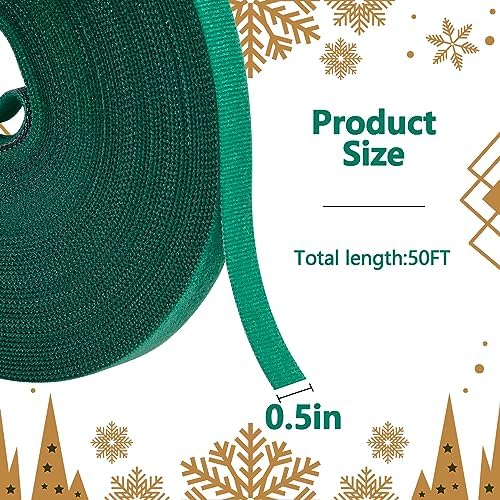 RunNico 50ft Christmas Garland Ties - Green Holiday Garland Ties - Cuttable Cable Straps for Christmas Halloween Party Yard Wall Doorway Outdoors Decoration
