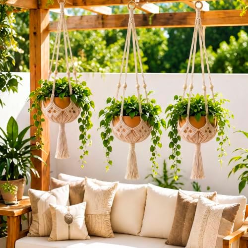 Shappy 2 Pack Boho Macrame Plant Hanger for Indoor