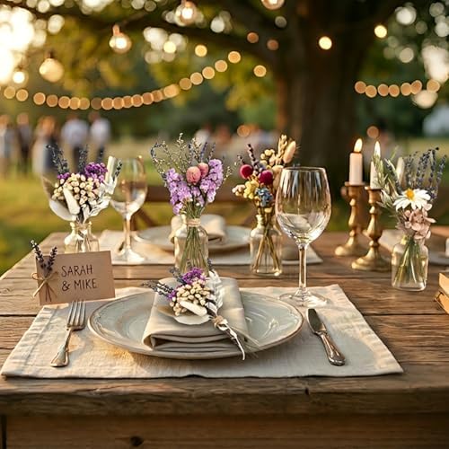 12/24PCS Handmade Dried Flower Bouquet with Stems Natural Dried Wildflowers 7.5 Inch Mini Dry Flowers for Vase Farmhouse Decor, Wedding Styling, Photography Props, Gift DIY(24pcs, Lavender)