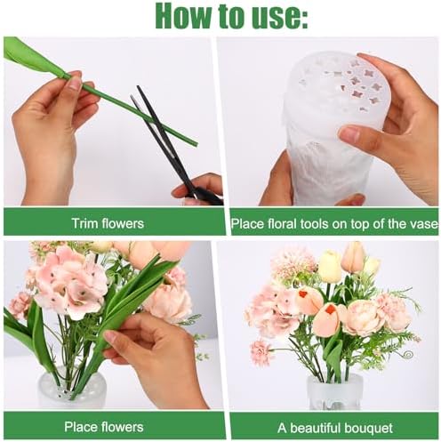 Sinbana 2pcs Clear Silicone Flower Grid, 8x4cm/3.15x1.57in Flexible Flower Arranger Grid Reusable & Waterproof Floral Stem Holder for Vase DIY Arrangements Home Wedding Party Decoration