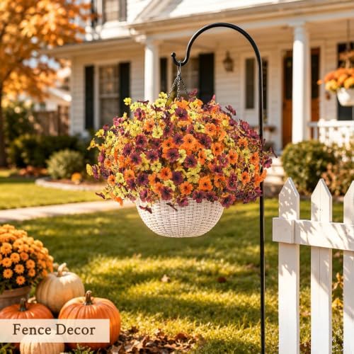 Der Rose Fall Hanging Basket Planter with Artificial Flowers for Outdoors