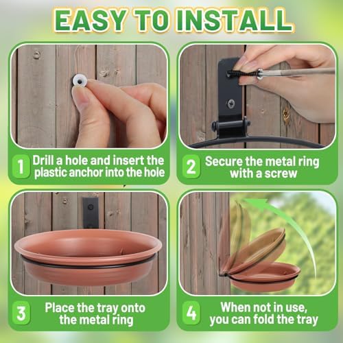 Alphatool Fence Bird Feeders Tray, 8.3'' Dia., Brown, 2 Pcs