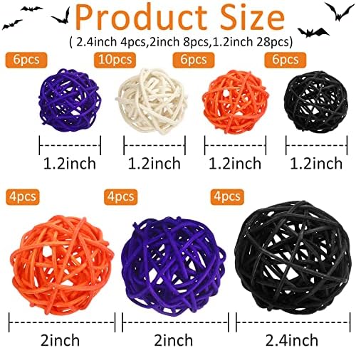 SANNIX 40 Pack Halloween Decorations Rattan Balls, Wicker Balls Home Decor