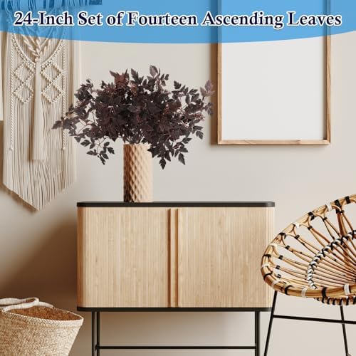 24" Fall Stems with Berries for Vase, Faux Purple Cimicifuga, 4 Pack