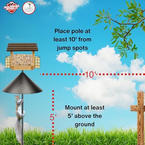 Nature's Way Squirrel Shield 18 inch Metal Wrap Around Baffle for Outdoor Wild Bird Seed Feeder, Squirrel Proof, Black