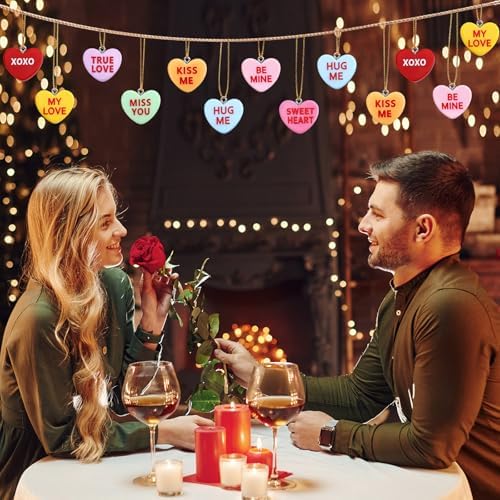 48PCS Conversation Heart Ornaments for Tree, Valentines Day Decor