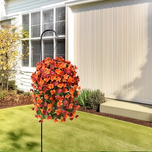 IINQCMY Artificial Flowers Fall Hanging Basket Outdoors Fake Begonias