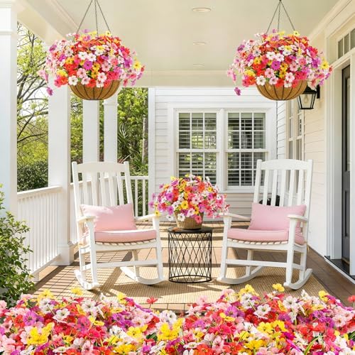 24 Bundles Artificial Flowers for Outdoors, UV Resistant Faux Plants