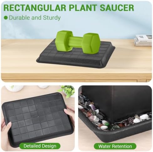 GREANER 3 Packs Plant Tray, 11 Inch Black Seed Starter Tray Rectangular, Heavy Sturdy Plant Saucer for Outdoors and Indoors Use