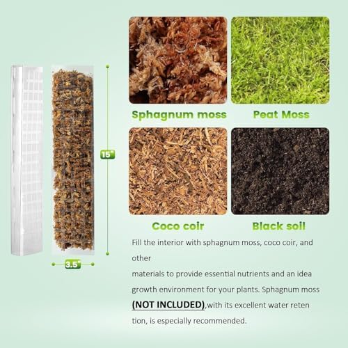 EOX Plastic Moss Pole for Monstera and Climbing Plants, 15-Inch, 4-Pack