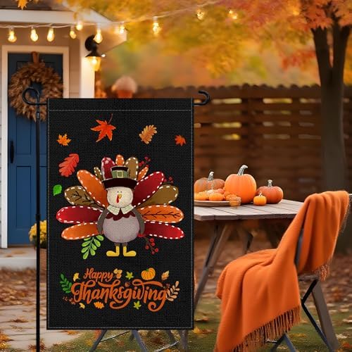 Fall Thanksgiving Turkey Garden Flag 12x18 Inch