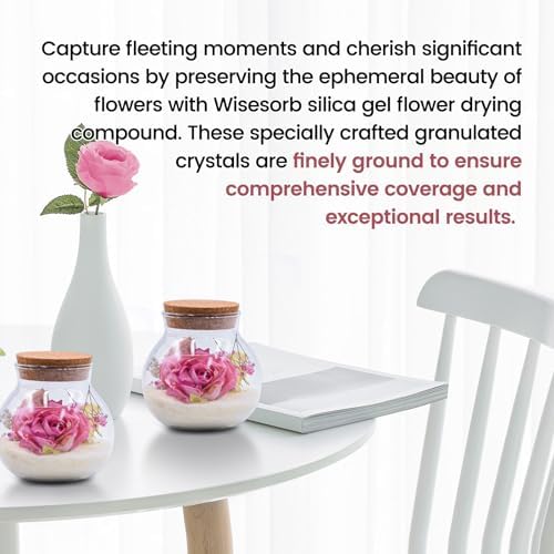 Wisesorb 4 Set of 5 LBS Silica Gel Flower Drying Kit, Silica Sand Reusable Flower Preservation Kit with Airtight Container, Gloves, Brush, Safety Goggles for DIY Wedding Bouquet Preservation