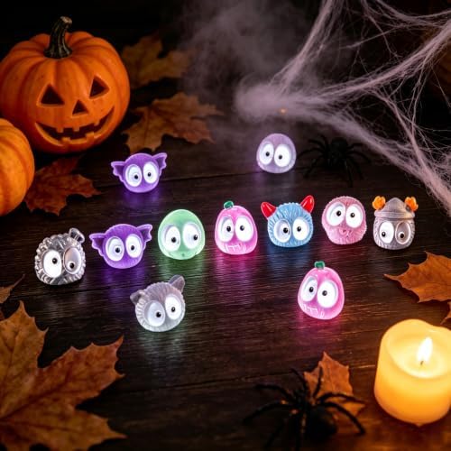 56 Pcs Halloween Luminous Mini Miniature Resin Ghost Figurines