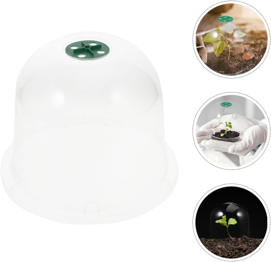 HANABASS 3 Pack Garden Cloche Dome, Plant Nursery Pot Cover, 8.2 x 10.2 Inch, Clear Plastic Plant Pot Domes for