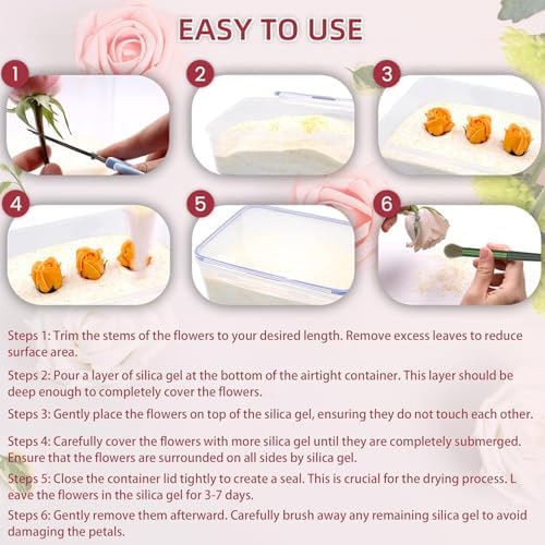 Wisesorb (NET 24 LBS) Silica Gel Flower Drying, Silica Gel Flower Drying Crystals, Color Indicating Flower Drying Silica, Reusable Silica Gel for Drying Flowers