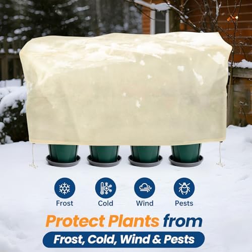 Plant Covers Freeze Protection, 2 Pack Garden Covers for Raised Bed, Frost Cloths for Outdoor Plants, Winter Protection for Vegetables & Flowers (102"×50"×22", Fit 4'×8' Bed)