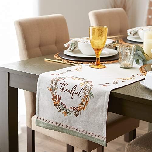 DII Thankful Autumn Collection Fall Tabletop Decoration, Reversible Table Runner, 14x108, Fall's Bounty