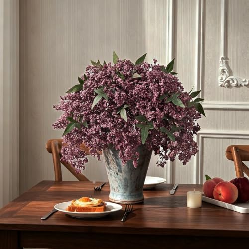 6 Pcs 17 in Realistic Berry Stems, Artificial Nandina Branches Fall Decor