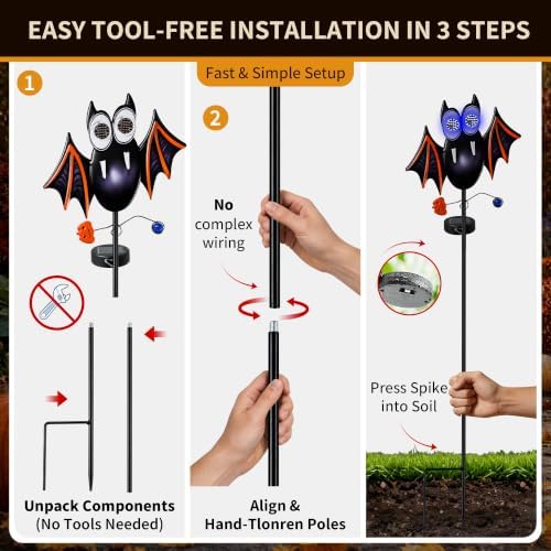 Solar Halloween Bat Garden Stake Light, Spooky Halloween Decorations
