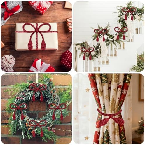 Celltestria 12pcs 20 Inches Christmas Garland Ties (Burgundy)
