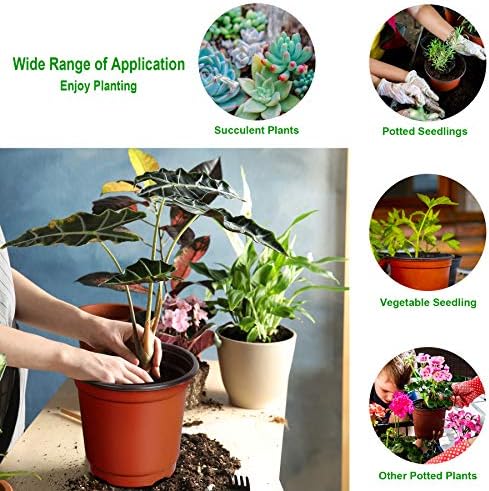 Augshy 110 Pcs 6 Inches Plastic Plants Nursery Pot, Seed Starting Pots