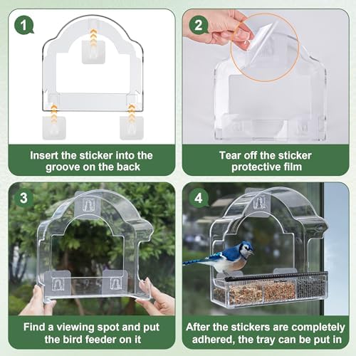 Decflow Window Bird Feeders for Outside, Clear Bird Window Feeder