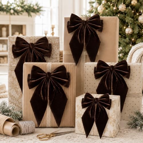 Large Christmas Bows, Velvet Bows for Xmas Tree Topper Garland Wreath Decor
