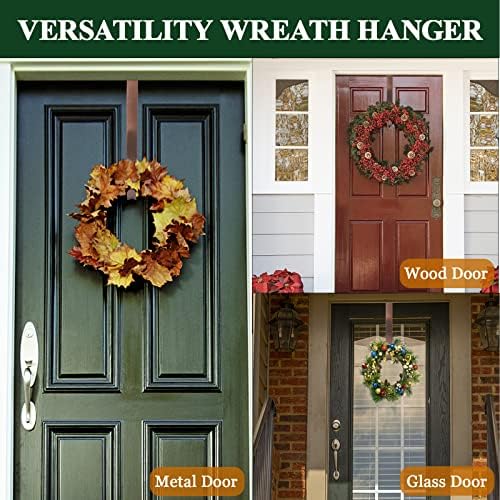 ZMCINER Wreath Hanger for Front Door, Adjustable Wreath Hanger from 15 to 25 Inches, 20 lbs Larger Door Upgrade Christmas Fall Wreaths Decorations Hook (Bronze)