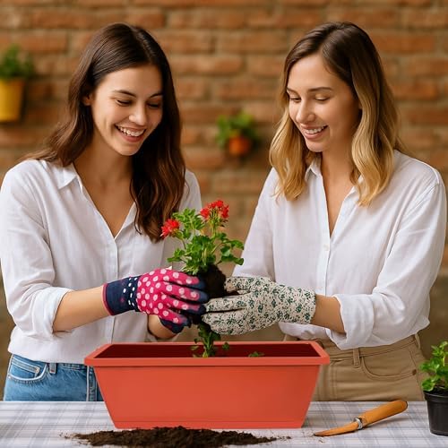 LOCONHA 12 Pack Window Box Planter, Plastic Vegetable Flower Planters Boxes