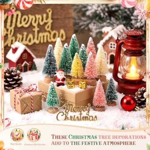 Sumind 72 Pcs Mini Christmas Trees Bottle Brush Sisal,Mixed Colors