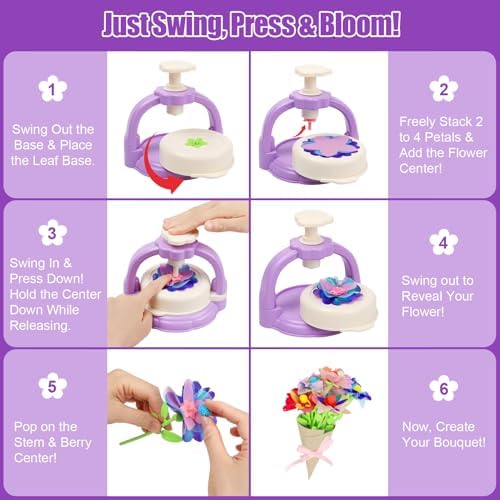 IQBOX Craft Kits Toys for 4 5 6 7 8 Year Old Girls Trendy Flower Making Kit