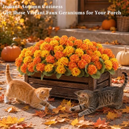 24 Pcs Artificial Geranium Flowers for Outdoors Fall Decoration
