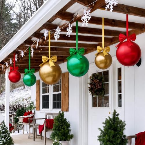 Jetec 16 Pcs Large Christmas Outdoor Ornaments Inflatable Christmas Balls