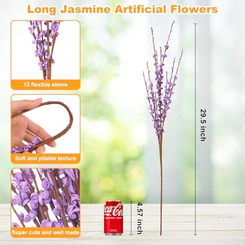 10Pcs 29.5" Artificial Jasmine Flowers Stem for Vase DIY Wreath Decor