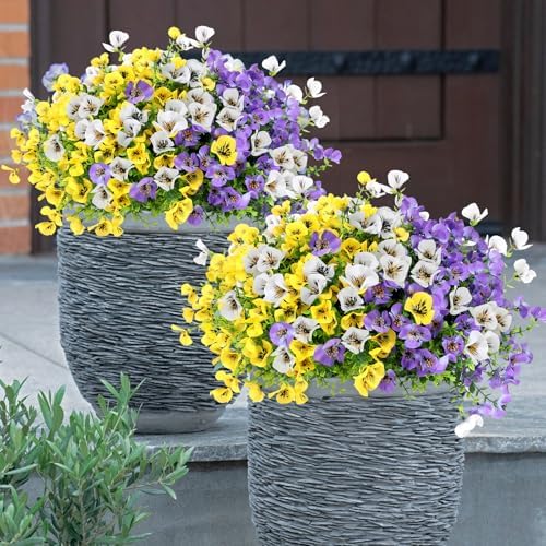 Geegoods Artificial Pansy Flowers, Mix 3 Colors, 24Pcs