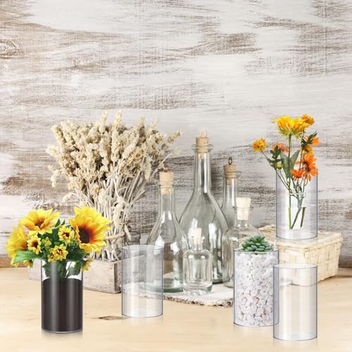 Vesici 20 Pcs Plastic Cylinder Vase Bulk, Clear Flower Container,6 Inch