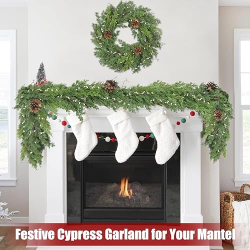 Artgar 6 Ft Christmas Cedar Garland - Realistic Greenery Cypress Garland
