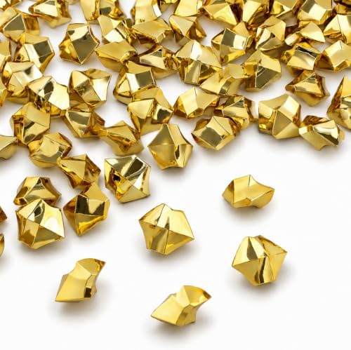 160 Pieces Gold Finish Acrylic Fake Ice Rocks, Vase Fillers for Table Decor