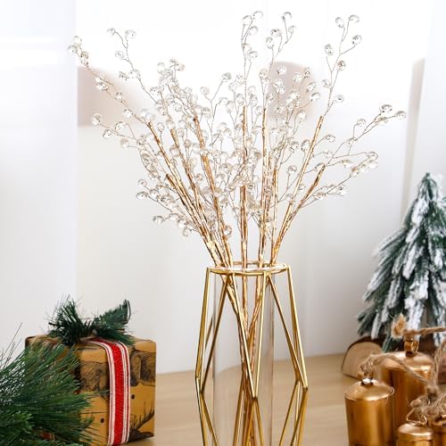 Suncalla 11.8" Crystal Picks for Christmas Tree Branches, Gold, 6 Pcs
