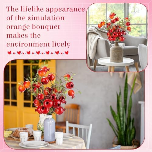 Thiccywoov 10 Pcs 21.65'' Artificial Pomegranate Branches Decor, Red