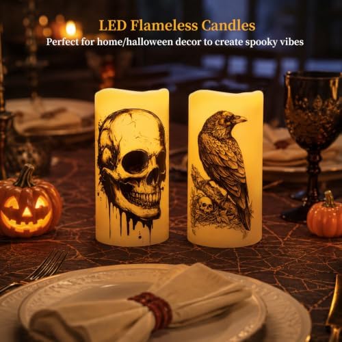 Amagic 3"x6" Halloween Flameless Candles, Waterproof LED Pillar Candles