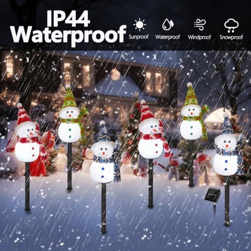Solar Christmas Snowman Pathway Lights Outdoor Decoration, 3 Pack