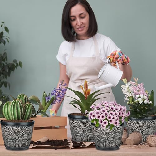 Quarut 12 Inch 4 Pack Large Pots, for Plants,Plastic Flower Pot for Indoor
