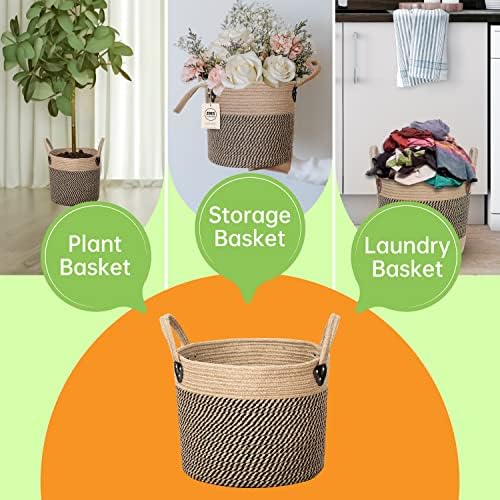 ZOES HOMEWARE Plant Basket for Indoor Plants with Handles,Jute Rope 10"x10"