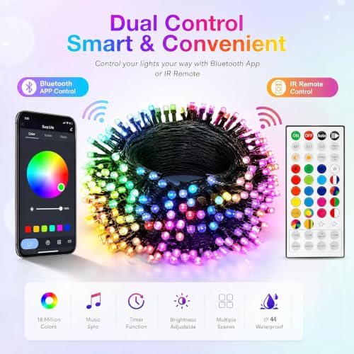 Dazzle Bright 33FT 100 LED Color Changing Christmas Halloween Lights