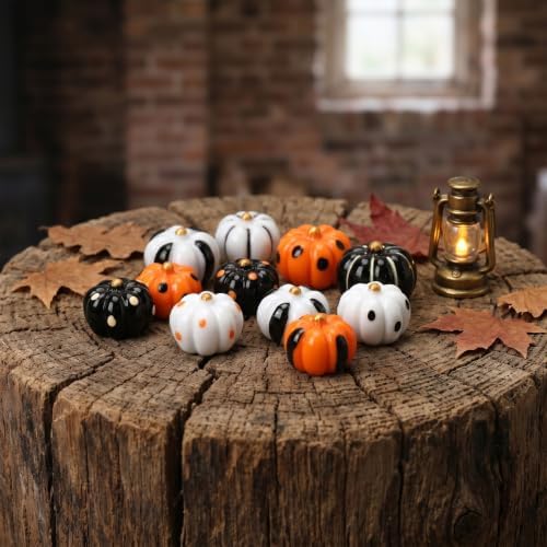 60Pcs Mini Resin Pumpkins for Halloween Fake Pumpkins Decorating